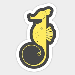 Yellow Seahorse, bright stylized hippocampus Sticker